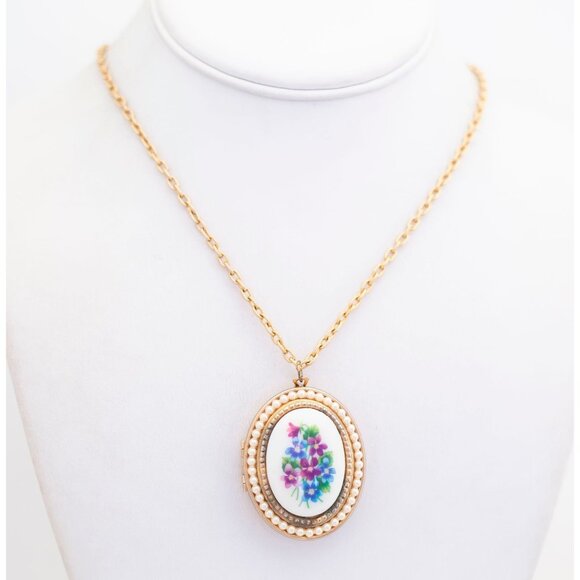 26'' Vintage Flower Bouquet Locket Necklace by Avon - A7 - Picture 3 of 4